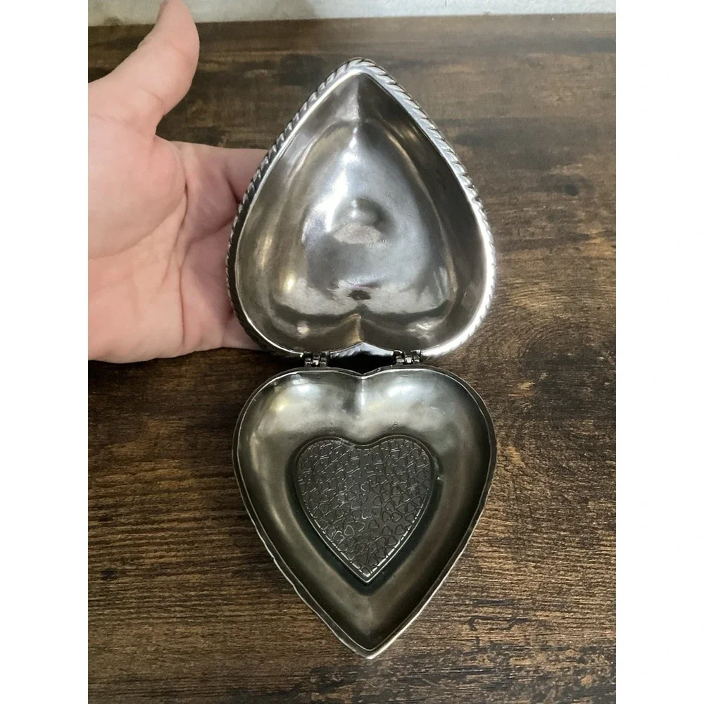 Brighton Trinket Box Heart Shape Silver Hinged Lid. Size 3.5